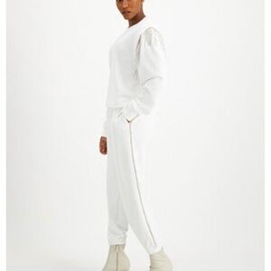 Culpos x INC Rhinestone Winter White (Ivory) Jogger Sweatpants, Women's Medium